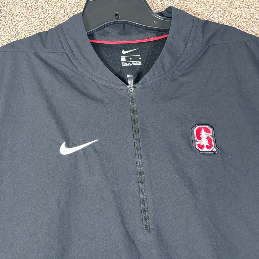 Nike Stanford Cardinal Mens Large Black Short Sleeve 1/4 Zip Windbreaker 943427